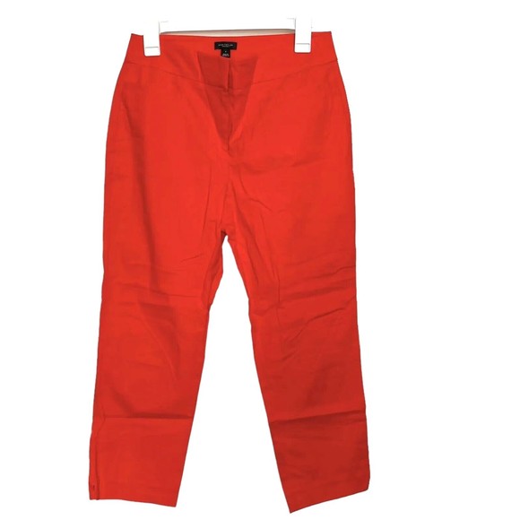 Ann Taylor Womens Pants Sz 4 Cropped Mid Rise Mid Waist Slit Straight Leg Casual - Picture 3 of 12